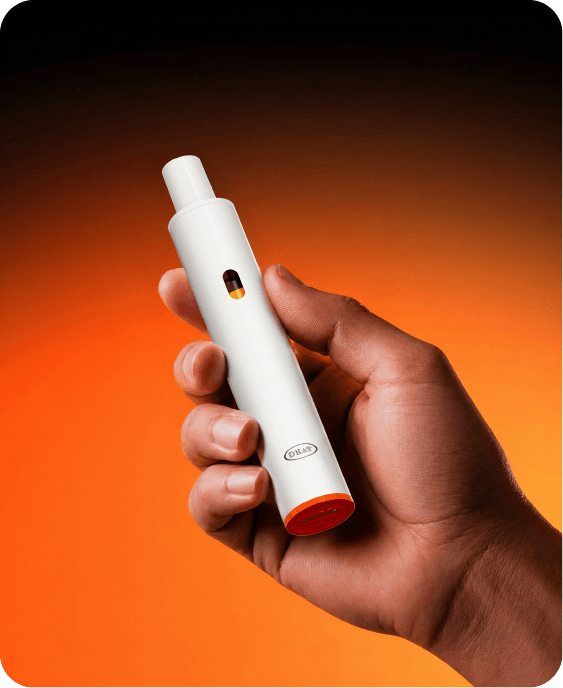 DZAT device held against an orange background